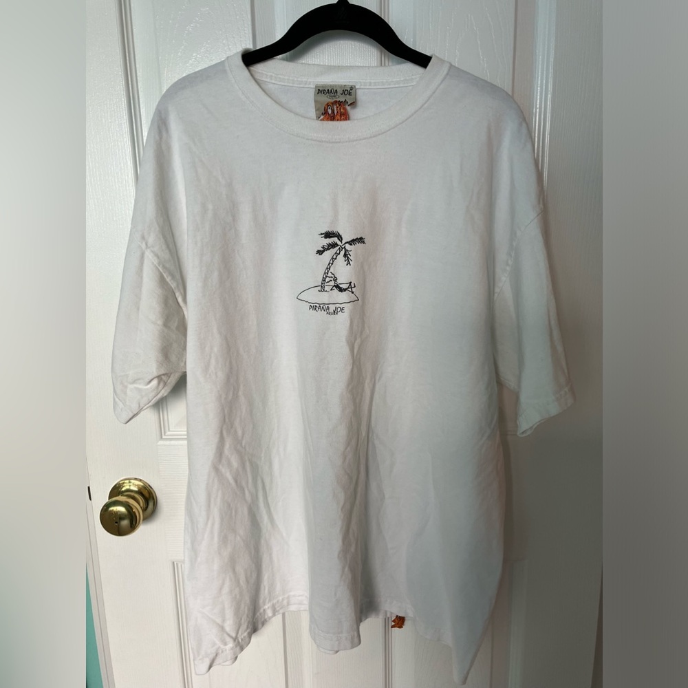Pirana Joe Aruba tee shirt cotton fish logo signature graphics front back XL